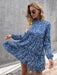 Printed Tiered Long Sleeve Mini Dress with Dropped Shoulder