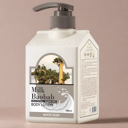 Luxurious Baobab Milk Lotion and White Soap Set for Silky Skin Indulgence