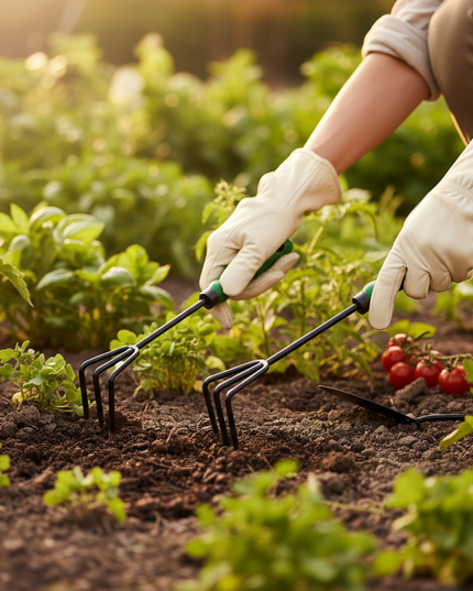 Essential 3-Piece Gardening Toolkit: Hoe, Weeder, and Rake for Garden Mastery