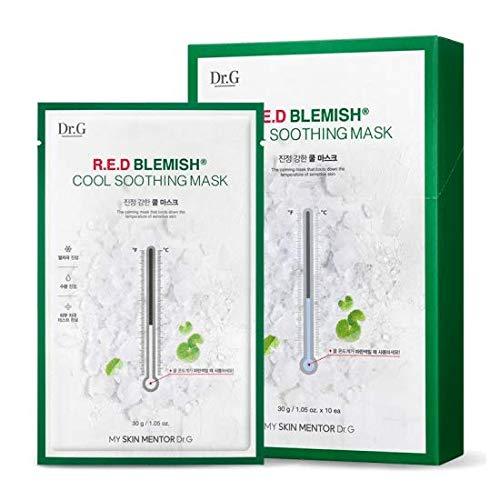 Cooling Red Blemish Mask: Skin Heat Absorption - Dr.G R.E.D Blemish Cool Soothing Mask - 10 Sheets x 30g
