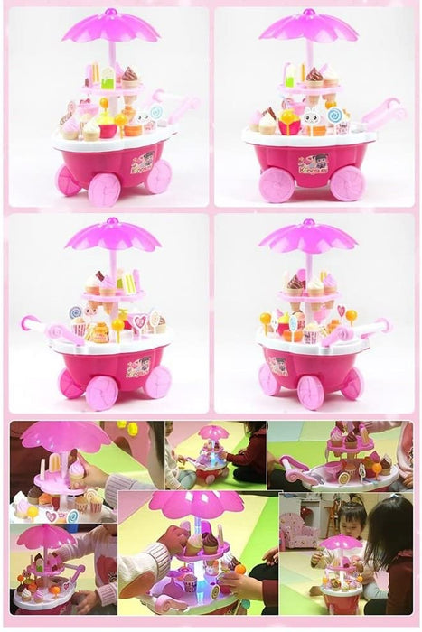 Kongsuni's Musical Ice Cream Cart Playset with 23 Ice Cream Varieties