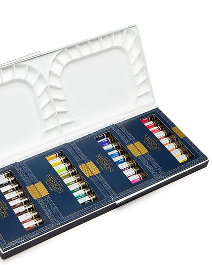 Mijello Mission Gold 36-Color Watercolor Paint Set - Complete Artist Essentials with Mixing Palette
