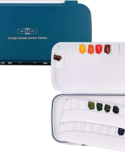 Teal Portable Double Decker Watercolor Palette for On-the-Go Artists