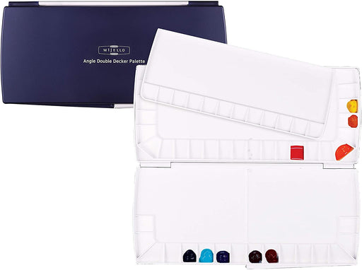 Triple Layer Watercolor Palette with 52 Paint Wells, Blue - Compact and Durable, 14.4" x 6.75" x 1.25"