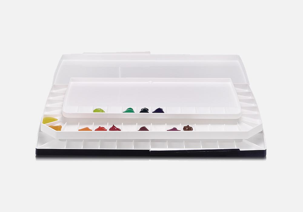 Triple Layer Watercolor Palette with 52 Paint Wells, Blue - Compact and Durable, 14.4" x 6.75" x 1.25"