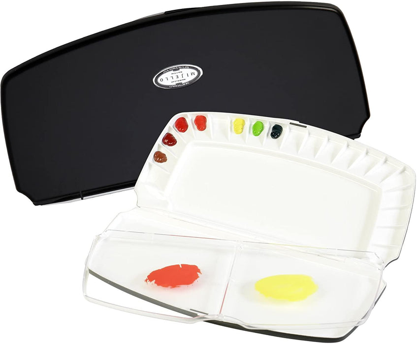 Compact Black Folding Palette with 20 Color Wells - Ideal for Artists on the Go