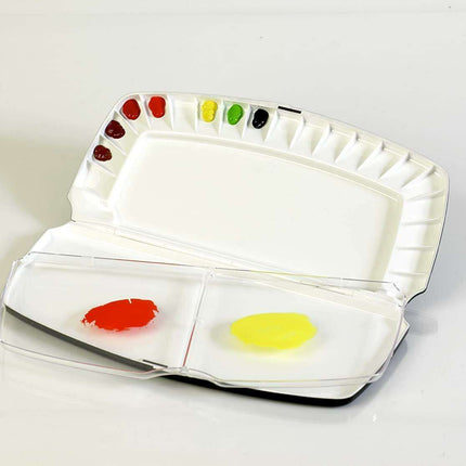 Compact Black Folding Palette with 20 Color Wells - Ideal for Artists on the Go