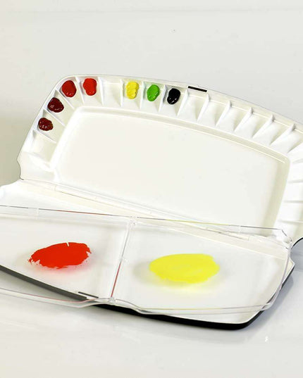 Compact Black Folding Palette with 20 Color Wells - Ideal for Artists on the Go