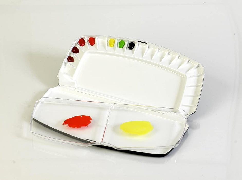 Compact Black Folding Palette with 20 Color Wells - Ideal for Artists on the Go