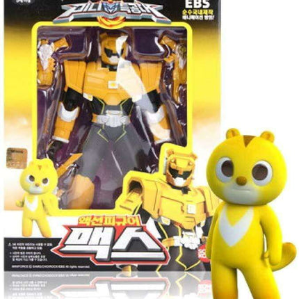 MINI FORCE Yellow Max Robot Action Figure - Sonokong Korean Animation Collectible Toy with Posing Joints and Combat Accessories