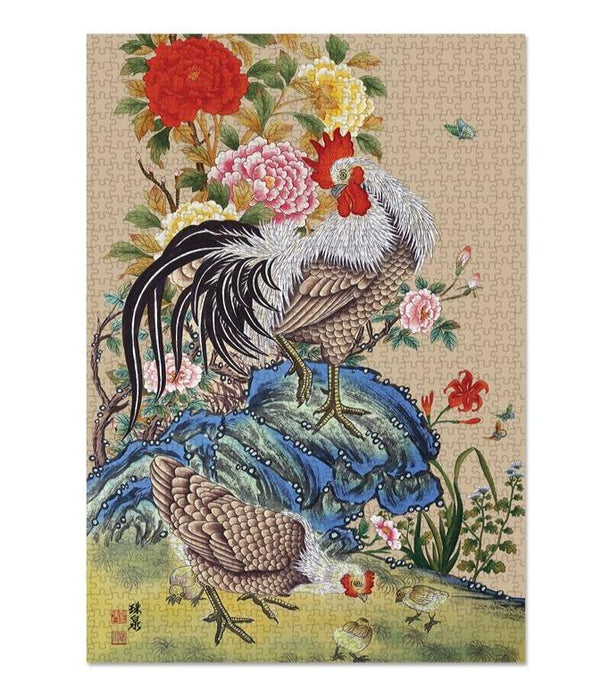 Enchanting Peony and Chicken Bliss 1000-Piece Puzzle Adventure