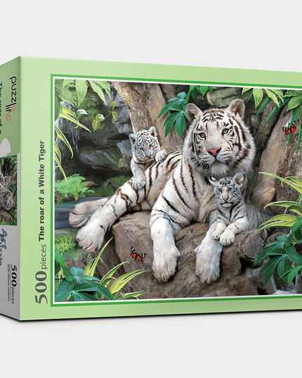 Roaring Beauty: 500-Piece Majestic White Tiger Puzzle Adventure