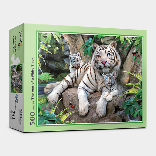 Majestic White Tiger "Wild Roar" 500-Piece Jigsaw Puzzle Kit