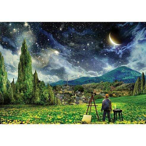 "Interstellar Reverie" Galaxy-Themed 1000-Piece Jigsaw Puzzle Set with Poster - Environmentally-Friendly Puzzle Adventure