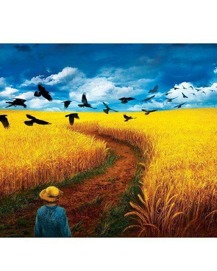 "Crows Over Wheatfield" 1000-Piece Art Puzzle for Creative Exploration