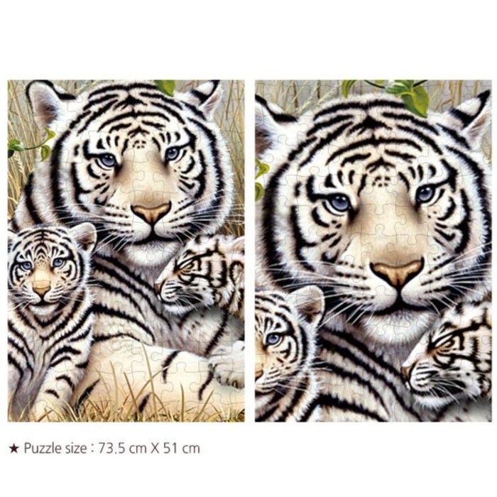White Tiger Family 1000-Piece Jigsaw Puzzle Set for Mindful Relaxation and Focus