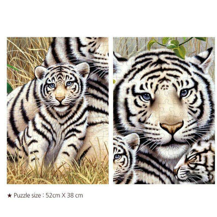 Majestic White Tiger Family 500-Piece Jigsaw Puzzle - An Elegant Wildlife Experience