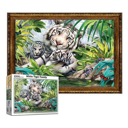Majestic White Tiger Family 1000-Piece Puzzle Set