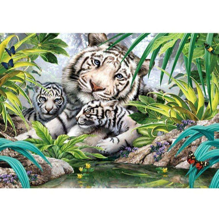 Majestic White Tiger Family 1000-Piece Puzzle Set