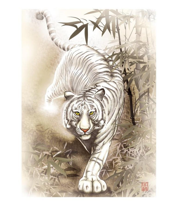 Majestic White Tiger 1000-Piece Jigsaw Puzzle - Artistic Challenge for Wildlife Enthusiasts