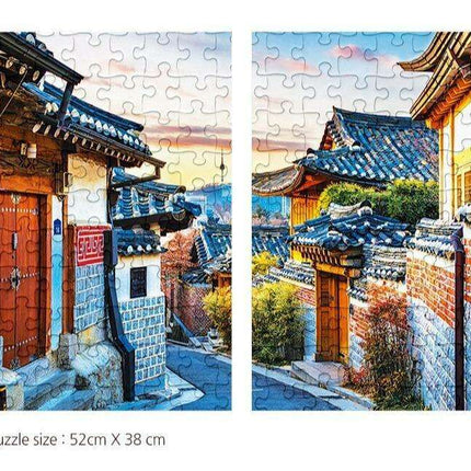 Serene Bukchon Hanok Village 500-Piece Eco-Friendly Jigsaw Puzzle for Mindful Relaxation