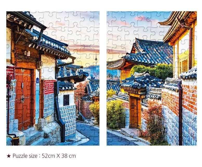 Serene Bukchon Hanok Village 500-Piece Eco-Friendly Jigsaw Puzzle for Mindful Relaxation