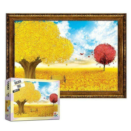 Golden Tree Serenity Puzzle: 1000-Piece Mindful Escape
