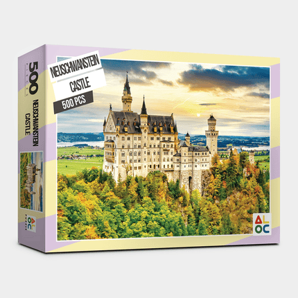Enchanting Neuschwanstein Castle 500-Piece Jigsaw Puzzle - A Captivating Challenge for Puzzle Aficionados