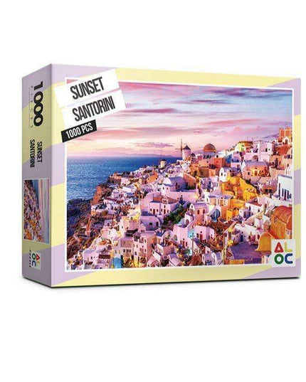 "Santorini Sunset Bliss" 1000-Piece Jigsaw Puzzle Set