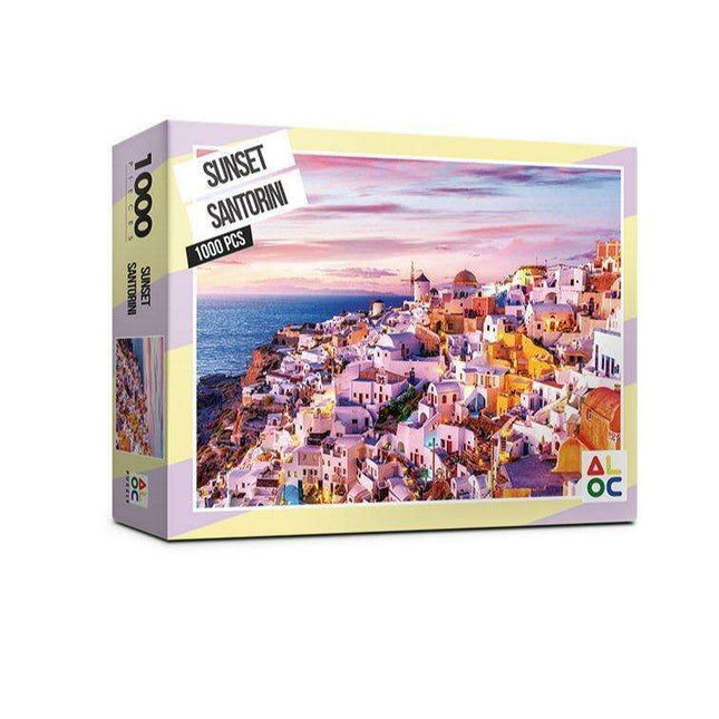 "Santorini Sunset Bliss" 1000-Piece Jigsaw Puzzle Set