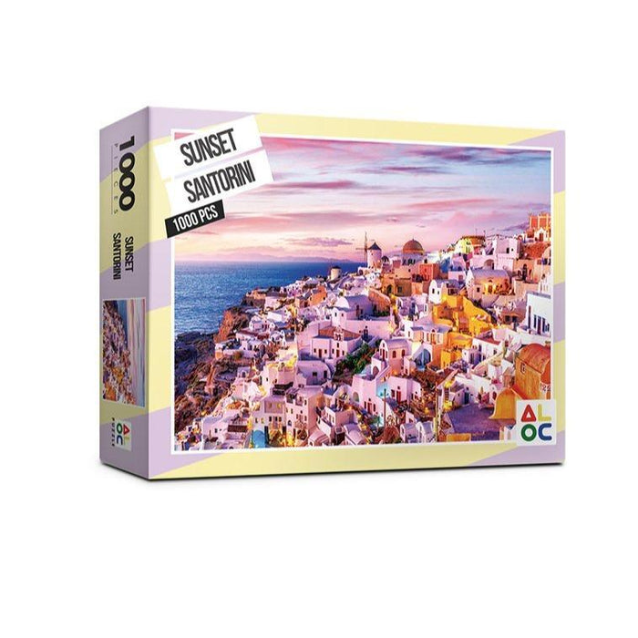 "Santorini Sunset Bliss" 1000-Piece Jigsaw Puzzle Set