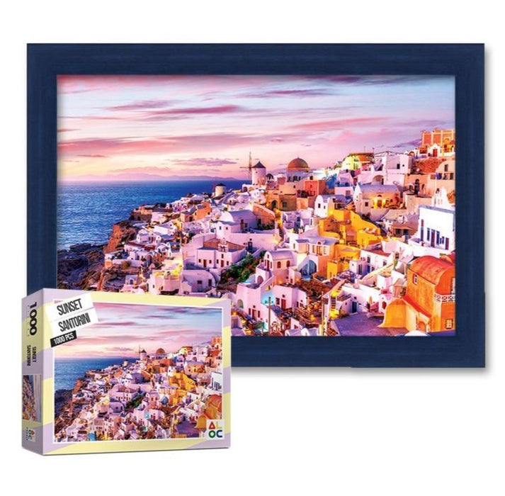 "Santorini Sunset Serenity" 1000-Piece Jigsaw Puzzle Set