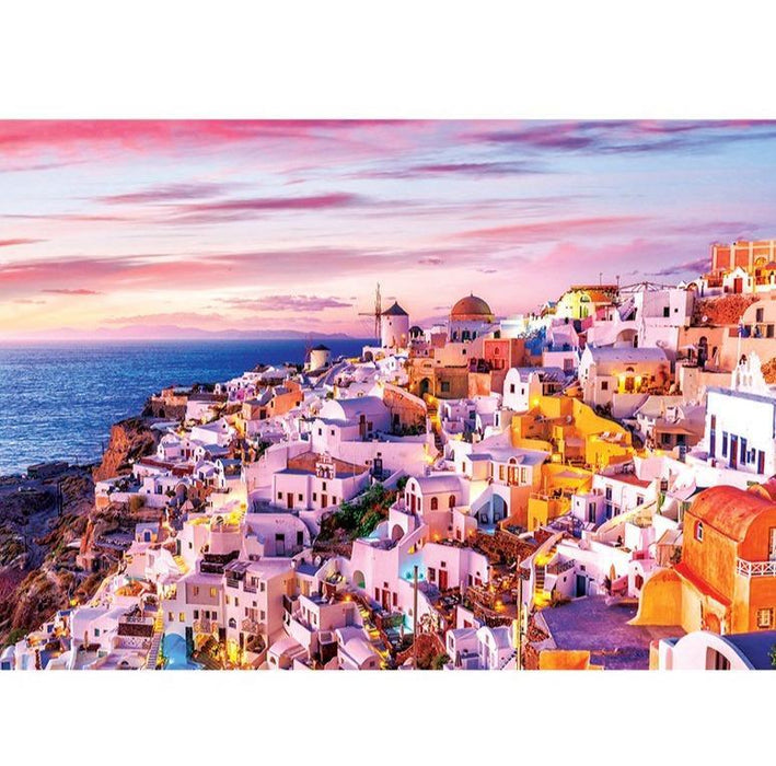 "Santorini Sunset Bliss" 1000-Piece Jigsaw Puzzle Set