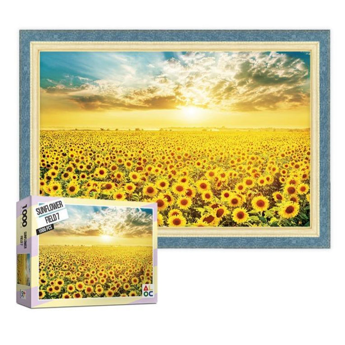 Serenity in Sunflower Fields 1000-Piece Jigsaw Puzzle for Framing