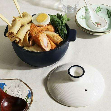 Elegant 16cm Korean Ceramic Cooking Pot - Durable and Crack-Resistant in Blue