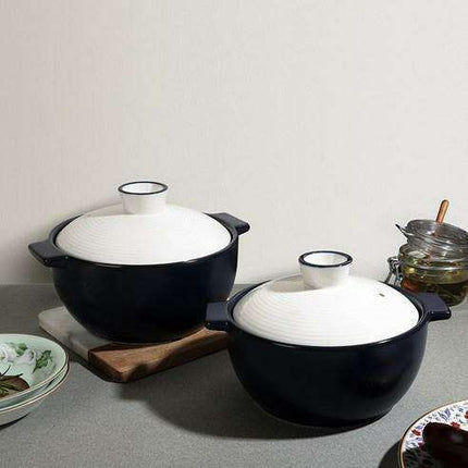 Elegant 16cm Korean Ceramic Cooking Pot - Durable and Crack-Resistant in Blue