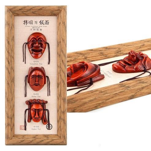 Traditional Korean Masks Picture Frames 3P Set with Hahoetal Masks - Korean Souvenir