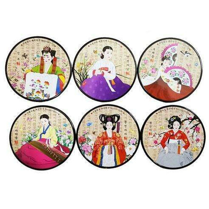 Korean Heritage Woman Art Coaster Collection - Timeless Charm