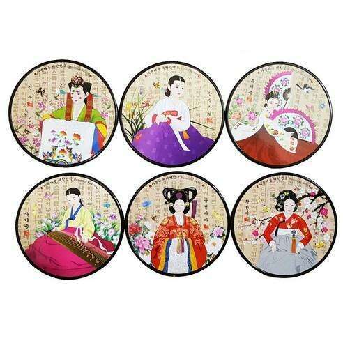 Korean Heritage Woman Art Coaster Collection - Timeless Charm