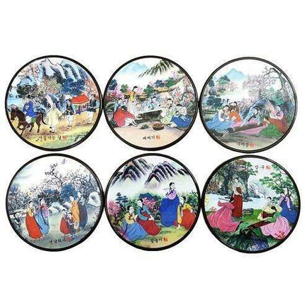 Korean Heritage Coaster Set: 6 Artistic Pieces Celebrating Traditional Culture