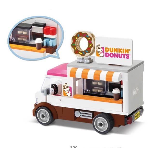 Sweet Dunkin Donuts Truck Oxford Blocks Building Kit - 418pcs Creative Construction Set