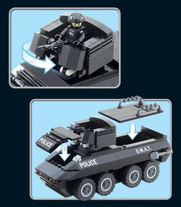 SWAT Police Armored Vehicle Construction Kit - 259pcs Build and Play Set