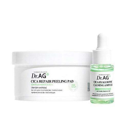 Cica Regenerating Skincare Duo: Hyaluronic Soothing Ampoule & Peeling Pads Combo