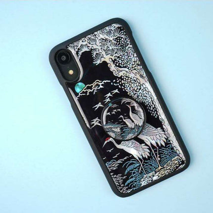 Elegantly Crafted Korean Twin Crane PopGrip - A Najeon Chilgi Heritage Gem