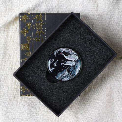 Elegantly Crafted Korean Twin Crane PopGrip - A Najeon Chilgi Heritage Gem