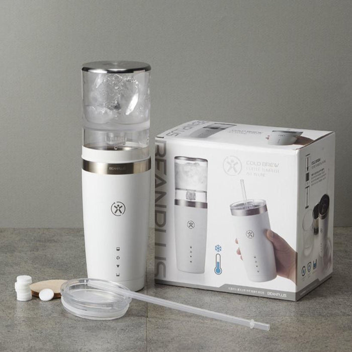 Portable Cold Brew Coffee Maker Set with Stainless Steel Insulated Tumbler - White
