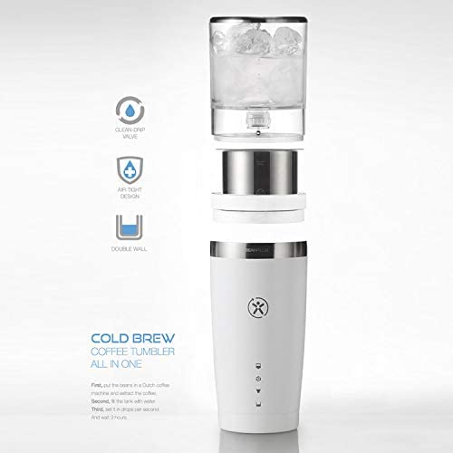 Portable Cold Brew Coffee Maker Kit with Insulated Tumbler - White