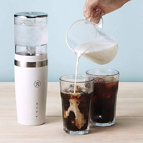 Portable Cold Brew Coffee Maker Set with Stainless Steel Insulated Tumbler - White