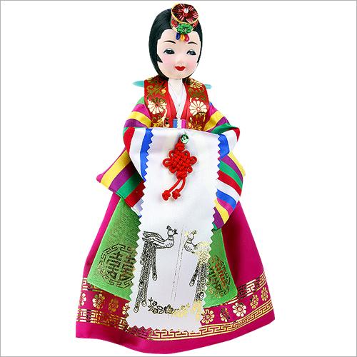 Korean Hanbok Bride Doll - Elegant 26 cm Polyester Traditional Souvenir