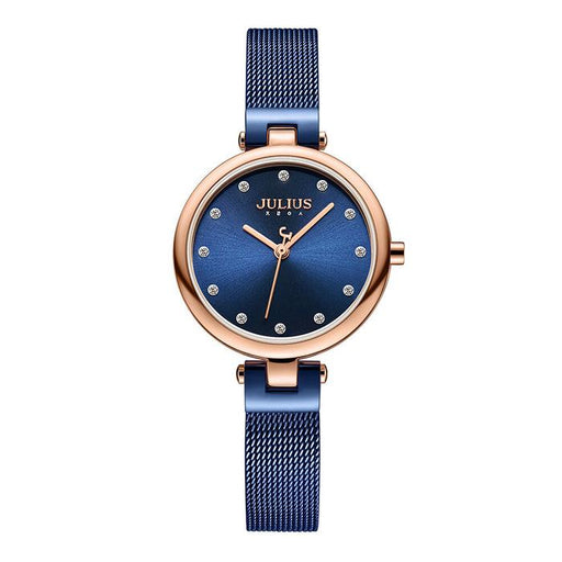 Blue Mesh Stainless Steel Wrist Watch for Women